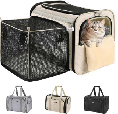 Picture of MIDOG Cat Carrier Soft for Small-Medium Cats Up to 25lbs | Expandable Square Design,Comfort & Breathable Window,Equipped with anti-slip lock zippers and an internal safety leash