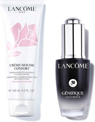Picture of Lancôme Ultimate Night Skincare Duo - Créme Mousse Confort Foaming Facial Cleanser 4.2 Fl Oz & Génifique Ultimate Dual Recovery Face Serum 0.67 Fl Oz