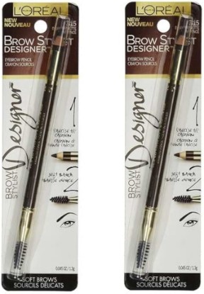Picture of Pack of 2 L'Oreal Paris Brow Stylist Designer Eyebrow Pencil, Dark Brunette # 3152