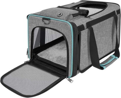 Picture of GAPZER Soft-Sided Pet Carrier for Air Travel 18x11x11 Inch, Underseat Cabin | Pet Airplane Crate Medium Cat 15 lbs Privacy Curtatin, Small Dog Crate Under 10 Pound TSA Approved Softsided Carry Cage Cabin