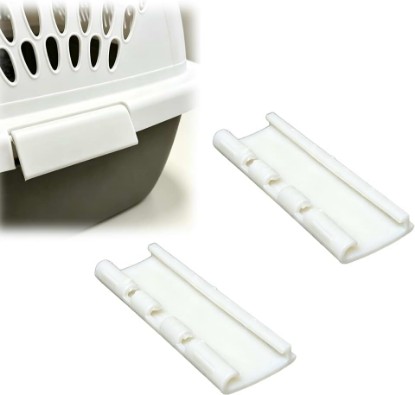 Picture of 2-Pack Pet Carrier Door Latches, Compatible with Petmate Vari Kennels | Long and short kennel door latches replace damaged closures on 19-26 inch plastic carriers for smooth, proper door operation