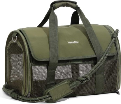 Picture of FUKUMARU Cat Carrier Soft, Ultra Lightweight Airline Approved Dog Carrier | Kitten Carrier with Anti-Scratch Mesh, Breathable Small Dog Carrier Bag, Collapsible Pet Carrier for Cats Under 15 lb, Green