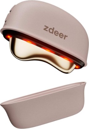 Picture of ZDEER GS5 Electric Heated Gua Sha Tool, Red Light Face Massager, Pink | Brass Facial Massager with Vibration, Beauty Device for Face & Neck, Skin Firming Device for Facial Sculpting, Gift for Women