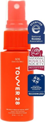 Picture of Tower 28 SOS Daily Rescue Soothing Hypochlorous Acid Spray for Face (1 oz) | Hypochlorous Acid Face Mist to Calm & Purify Sensitive Skin, On-the-Go Toner & Facial Cleanser Spray, Skin Care Essential