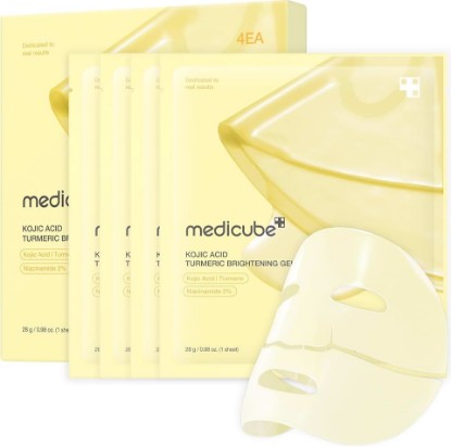 Picture of medicube Jelly Gel Mask with Brightening Kojic Acid Turmeric, 4EA | Overnight Face Mask for Glass Glow Skin - Elasticity, Hydrating, Firming and Radiance Boosting, Korean Skincare, 28g x 4ea