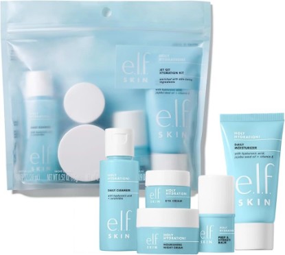 Picture of e.l.f. SKIN Holy Hydration! Jet Set Hydration Kit, Travel Friendly Hydrating Skincare Set, Face Cleanser, Balm, Moisturizer, Eye Cream & Night Cream, Vegan & Cruelty-Free