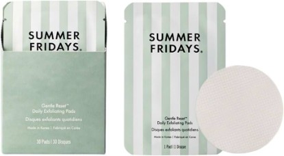 Picture of Summer Fridays Gentle Reset Daily Exfoliating Toner Pads (30 Ct) | Gentle Face Toner with AHAs & PHAs to Smooth Texture & Even Skin Tone, Hydrating Glycolic Acid Pads, Korean Skin Care Formula