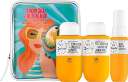 Picture of SOL DE JANEIRO Tropical Abundance Hair Repair Trio Jet Set | Sulfate Free Brazilian Joia Shampoo and Conditioner, Leave In Conditioner Spray, TSA Friendly Travel Set, Amazon Exclusive
