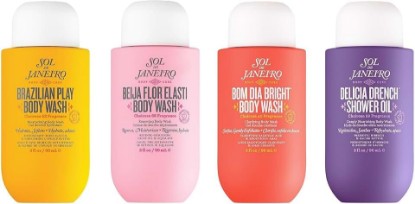Picture of SOL DE JANEIRO Scent Your Shower Travel Size Quad | Benefit Packed Body Wash Discovery Set | Brazilian Play, Beija Flor, Bom Dia, Delicia Drench | 3 fl oz. each