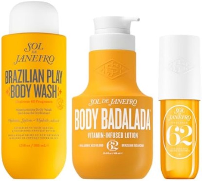 Picture of Sol de Janeiro Non-Stop Hydration Bundle - Brazilian Play Body Wash 13 fl oz, Body Badalada Vanilla Lotion, Cheirosa 62 Perfume Mist 3 fl oz