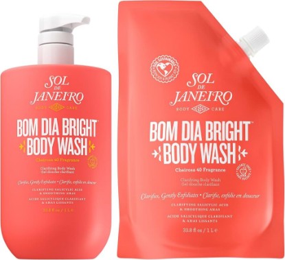 Picture of SOL DE JANEIRO Bom Dia Bright Body Wash & Refill Pouch Bundle | Clarifying AHA BHA Body Wash | 1 Liter each