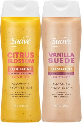Picture of Suave Exfoliating Scrub + Wash Variety 2-Pack – Citrus Blossom & Vanilla Suede, Sulfate-Free Body Wash Set, 18 Oz Ea