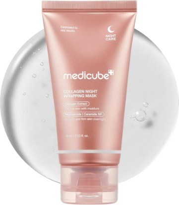 Picture of medicube Wrapping Mask Collagen - Overnight Peel Off Facial Mask | Elasticity & Hydration Care, Reduces Sagging & Dullness - Hydrolyzed Collagen For Glowing Skin, Korean Skin Care, 2.53 fl.oz