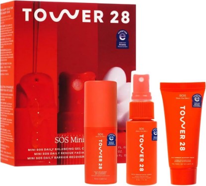 Picture of Tower 28 SOS Recovery Hydrating Face Cream for Sensitive Skin (1.86 oz) | Mini Hypochlorous Acid Spray, Barrier Repair Face Cream & Gel Cleanser, TSA-Approved Sensitive Skin Care Set