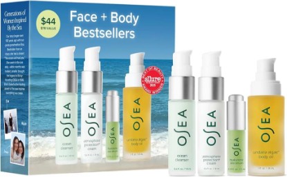 Picture of OSEA Face + Body Bestsellers, 4-Piece Skin Care Travel-friendly Set | Face Cleanser • Face Cream • Hyaluronic Serum • Body Oil • Cleanse, Hydrate & Glow • Deep Moisturization • Gift-Ready Routine