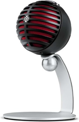 Picture of Shure MV5 Digital Condenser Microphone with USB and Lightning Cables - Black with Red Foam