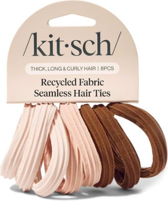 Picture of Kitsch Seamless Hair Ties No Damage - Stretchy Hair Bands - Rosewood, 8pcs | Strong All-Day Hold Hair Rubber Bands For Hair, Ponytail Holders | Hair Accessories for Everyday Use