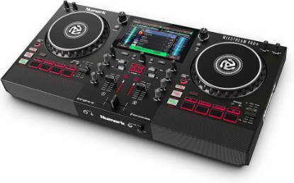 Picture of Numark Mixstream Pro+ DJ Controller | Standalone DJ Mixer with Stem Separation, Wi-Fi Streaming, Built-In Speakers, and 7" Touchscreen