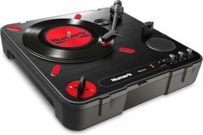 Picture of Numark PT01 Scratch Portable DJ Turntable | Scratch Switch, Built-In Speaker, 3-Speed Playback, USB Out, AC and Battery Power for Portablists