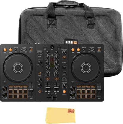 Picture of PIONEER DJ DDJ-FLX4 2-Channel DJ Controller - Black Bundle with Carrying Case and Austin Bazaar Polishing Cloth