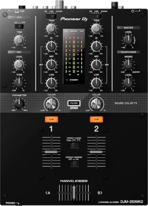 Picture of Pioneer DJ DJM-250MK2 2-Channel DJ Mixer,Black | 2-channel club-style workflow, Sound Color FX Filter, free rekordbox DVS unlock