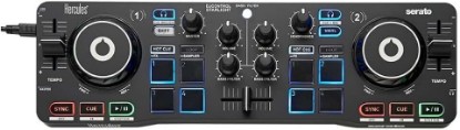 Picture of Hercules DJControl Starlight | Pocket USB DJ Controller with Serato DJ Lite, Touch-Sensitive Jog Wheels, Built-in Sound Card and Built-in Light Show