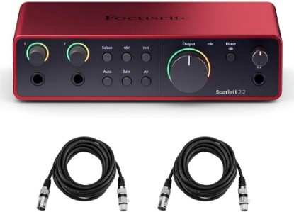 Picture of Focusrite Scarlett 2i2 4th Gen 2x2 USB Audio Interface Bundle with 2 H&A 6' XLR Cables