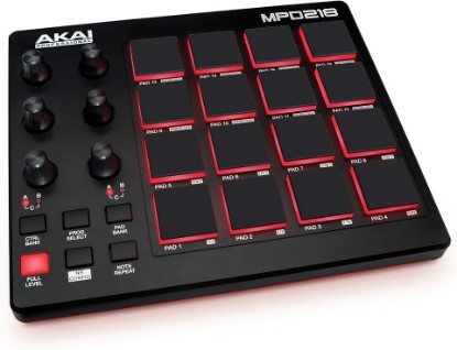 Picture of Akai Professional MPD218 USB MIDI Pad Controller | 16 Velocity-Sensitive MPC Drum Pads, 6 Assignable Knobs, Note Repeat, for Beat Makers and Music Producers