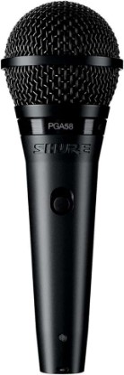 Picture of Shure PGA58 Dynamic Microphone - Handheld Mic for Vocals with Cardioid Pick-up Pattern, Discrete On/Off Switch, 3-pin XLR Connector, 15' XLR-to-QTR Cable, Stand Adapter and Zipper Pouch (PGA58-QTR)