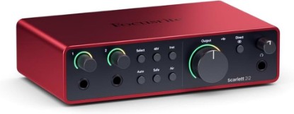 Picture of Focusrite Scarlett 2i2 4th Gen USB-C Audio Interface | 2 Mic Preamps, 2 Hi-Z Instrument Inputs, 24-Bit/192kHz, 120dB Dynamic Range, Auto Gain, Clip Safe, Air Modes