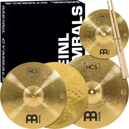 Picture of Meinl Cymbals HCS Box Set Cymbals for Drums — MADE IN GERMANY | 13" Hihats, 14" Crash, 10" Splash, Sticks, and Lessons — Durable Brass Alloy, Bright & Musical Sound, Beginner Friendly