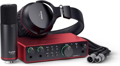 Picture of Focusrite Scarlett 2i2 Studio 4th Gen USB-C Audio Interface Bundle | 2 Mic Preamps, 2 Hi-Z Inputs, Auto Gain, Clip Safe, Air Modes, CM25 MkIII Mic, SH-450 Headphones, 24-Bit/192kHz