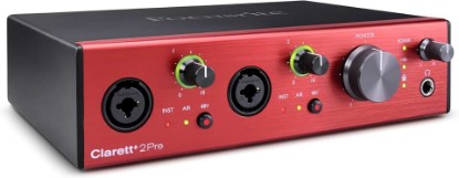 Picture of Focusrite Clarett+ 2Pre 10-In/4-Out USB-C Audio Interface | Bus-powered, 2 Clarett Mic Preamps, Hi-Z JFET Inputs, 4 Balanced Outputs, ADAT Expansion, Air Mode, 24-bit/192kHz, 124dB