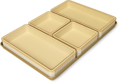Picture of Cravings by Chrissy Teigen Silicone Baking Set with Lids, 9 Pieces | Nonstick Silicone Bakeware Pans for Baking, Meal Prep & Serving, Oven Safe 450 Degrees, Baking Sheet, 4 Trays, Matte Finish