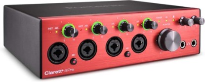 Picture of Focusrite Clarett+ 4Pre 18-In/8-Out USB-C Audio Interface | 4 Clarett Mic Preamps, 2 Hi-Z JFET Inputs, 4 Line Inputs, 4 Balanced Outputs, ADAT Expansion, Air Mode, 24-bit/192kHz, 124dB