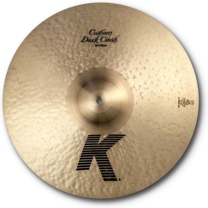 Picture of Zildjian K0953 18" K Custom Dark Crash Cymbal | Explosive Accent Voice, Quick Response for Fills, Cuts Through the Mix, Great Drum Set Addition, Pro Bronze Alloy Build