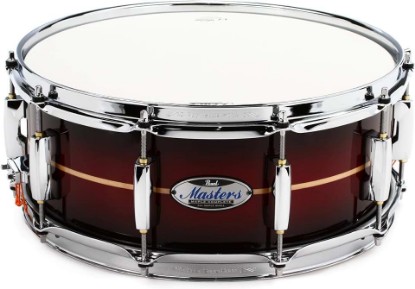 Picture of Pearl Masters Maple Complete Snare Drum - 5.5 x 14-inch - Natural Banded Redburst