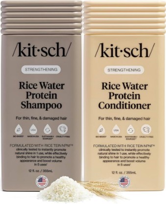 Picture of Kitsch Rice Water Shampoo and Conditioner Set for Hair Growth – Made in USA | Adds Volume & Shine, Strengthening Hair Care Combo for Thin, Fine & Damaged Hair – Shampoo and Conditioner for Women and Men