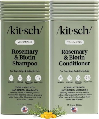 Picture of Kitsch Rosemary & Biotin Shampoo and Conditioner Set – Made in USA | Hair Care for Hair Growth – Volumizing Shampoo & Conditioner for Women & Men – Boosts Volume & Shine for Fuller-Looking Hair