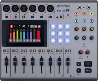 Picture of Zoom PodTrak P8 Podcast Recorder with 6 XLR Inputs & Sound Pads | 6 Headphone Outputs, Phone Input, Sound Pads, Onboard Editing, USB Audio Interface, Battery Powered for Podcasters