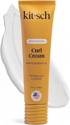 Picture of Kitsch Moisturizing Curl Cream for Curly, Wavy Hair – 5oz | Lightweight Curly Hair Cream for Men & Women – Defines Curls, Controls Frizz & Boosts Shine –Wavy Hair Products – Made in USA