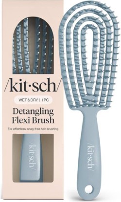 Picture of Kitsch Flexi Flow Detangler Brush, Hair Brushes For Women - Haze Blue | Brush Detangler for Women, Men & Kids, Curly Hair Brush w/ Bendable Frame, Bounce Curl Defining Brush for Wet or Dry Strands