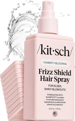 Picture of Kitsch Frizz Shield Hair Spray - Frizz Control Hairspray - 6.3 oz | Frizz Control Hair Spray Women for Smooth, Glass-Like Finish | Lightweight Heat Protectant, Anti Humidity Spray for Hair