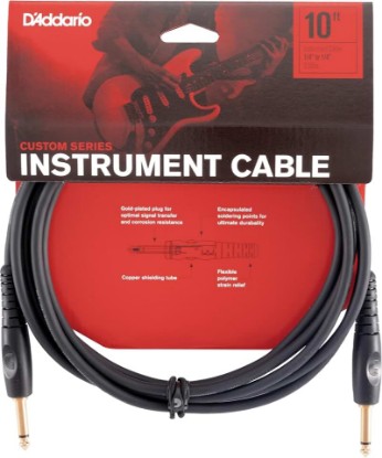 Picture of D’Addario Accessories Custom Series Guitar Cables - Instrument Cable with ¼ Inch Ends - High Performance Guitar Cord - For Guitars, Bass, Keyboards - Mono - Straight End, 10 feet