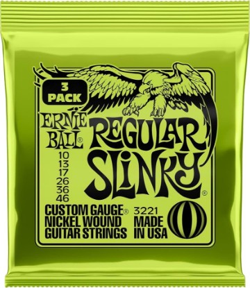 Picture of Ernie Ball Regular Slinky Nickel Wound Electric Guitar Strings 3-pack, 10-46 Gauge (P03221)