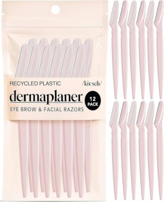 Picture of Kitsch Dermaplane Razor for Women Face – Blush, 12 pcs | Face Razors for Women & Men, Eyebrow Razor & Face Shaver – Exfoliating Facial Razor & Dermaplaner as Tool for Smoother Skin