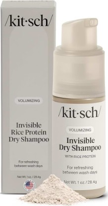 Picture of Kitsch Volumizing Rice Protein Dry Shampoo Powder Pump - Invisible 1oz | Absorbs Oil, Non-Greasy, Light-to-Medium Hair Colors – Travel Size Dry Hair Shampoo for Women & Men, No White Cast