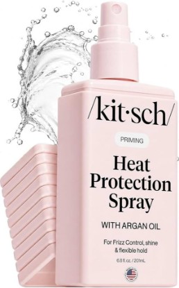 Picture of Kitsch Heat Protection Spray for Hair - With Argan Oil 6.8oz | Heat Protectant for Hair – Styling Hair Spray for Frizz Control, Shine & Damage Protection – Protects Strands
