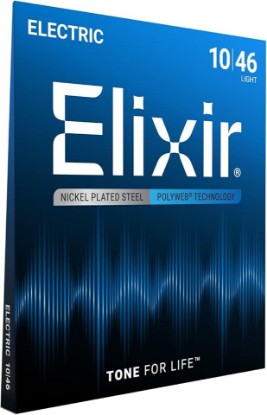 Picture of Elixir Strings, Electric Guitar Strings, Nickel Plated Steel with POLYWEB Technology, Longest-Lasting Warm Tone with Comfortable Feel, 6 String Set, Light 10-46