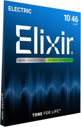 Picture of Elixir Strings, Electric Guitar Strings, Nickel Plated Steel with OPTIWEB Technology, Longest-Lasting Crisp Tone with Comfortable Feel, 6 String Set, Light 10-46